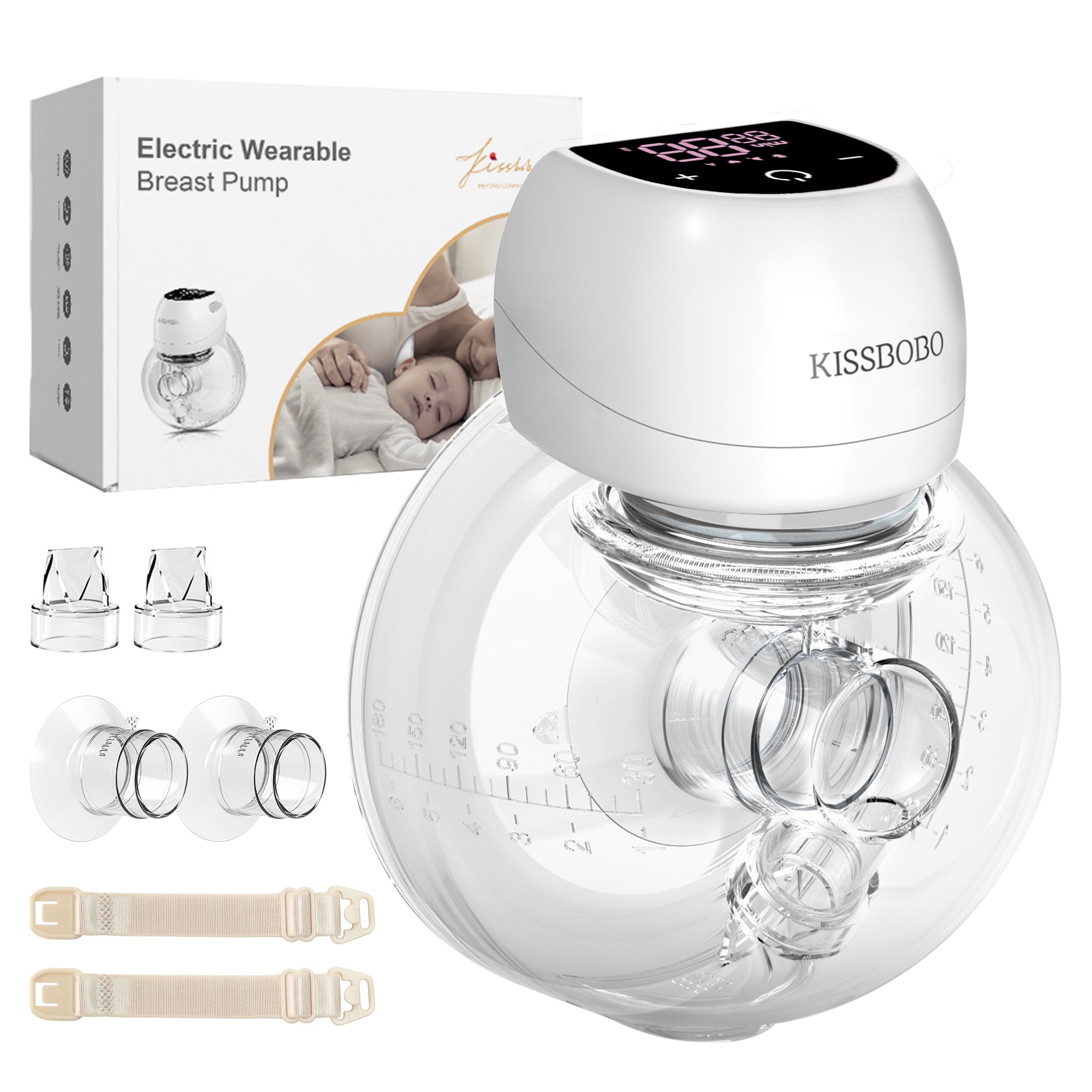 1508Pro KISSBOBO Double Electric Breast Pump-White-Single