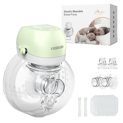 1508KISSBOBO  Hands-Free Breast Pump，Whisper-Quiet 2 modes, 9 levels, LCD display, low noise, rechargeable, wireless, 21mm/24mm flanges, white 2PCS