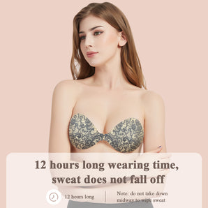 Lace Pattern Strapless Adhesive Backless Bra