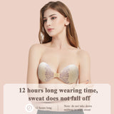 KISSBOBO Fashion Embroidered Purple Lace Adhesive Bra Women Wedding Dress Push Up Invisible Strapless Underwear