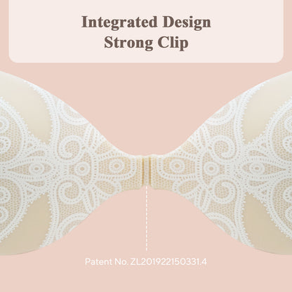 KISSBOBO Fashion Lace Adhesive Strapless Sticky Invisible Push up Reusable Silicone Gel Bra for Women for Backless Wedding Dress