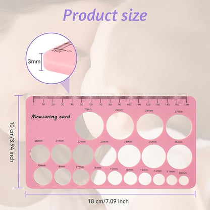 KISSBOBO Règle de téton, outil essentiel de mesure de la bride pour tire-lait, mesure de la taille de la bride en silicone souple, outil de mesure de la bride du sein, indispensable pour les nouvelles mamans/femmes (rose)