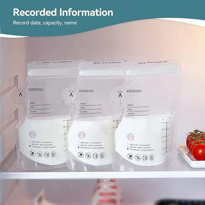 Breast Milk Storage Bag, Milk Storage Bags Breastfeeding for Freezer, Temperature Sensing Feature, Ready-to-Use,Self-Standing,BPA Free, with Pour Spout 60 Count, 180ML