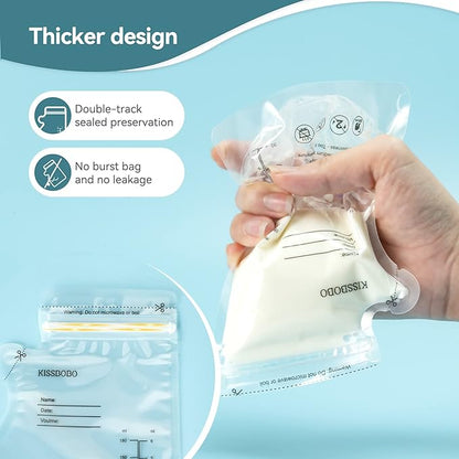 Muttermilch-Aufbewahrungsbeutel, Milch-Aufbewahrungsbeutel zum Stillen für den Gefrierschrank, Temperaturerkennungsfunktion, gebrauchsfertig, selbststehend, BPA-frei, mit Ausgießer, 60 Stück, 180 ml 