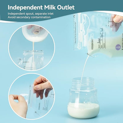 Muttermilch-Aufbewahrungsbeutel, Milch-Aufbewahrungsbeutel zum Stillen für den Gefrierschrank, Temperaturerkennungsfunktion, gebrauchsfertig, selbststehend, BPA-frei, mit Ausgießer, 60 Stück, 180 ml 