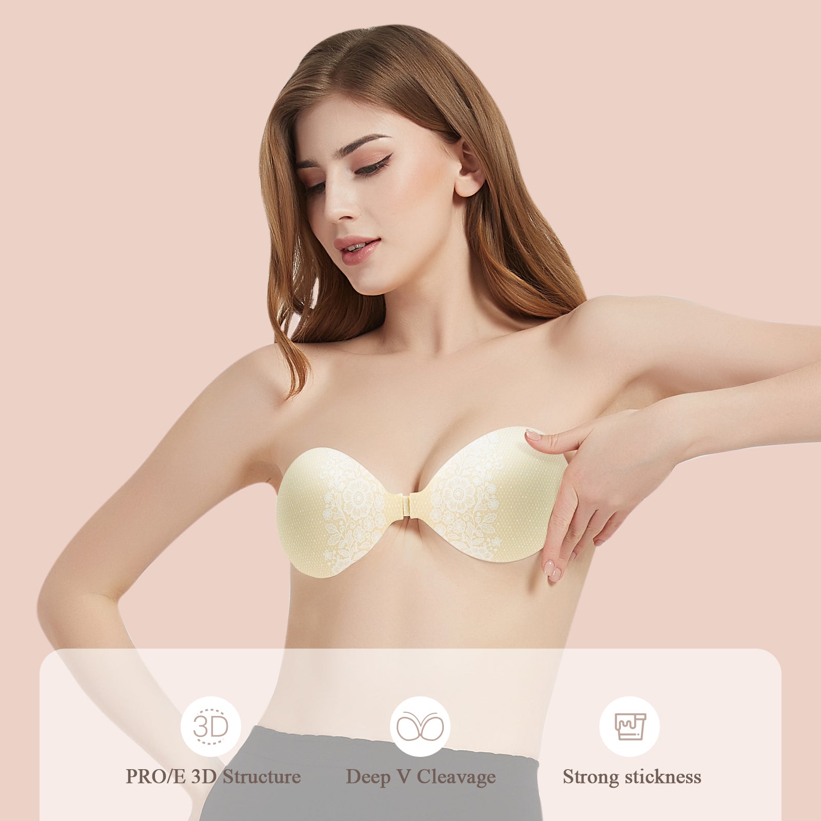 KISSBOBO Fashion Lace Breast Sticker Push-Up Invisible Strapless Underwear