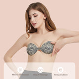 KISSBOBO Adhesive Bra, Lace Pattern Strapless Adhesive Backless Bra,Reusable Bra Backless Invisible, Come with Nipple Pads for Evening Dress Wedding Dress Swimsuit and Backless Clothing-2