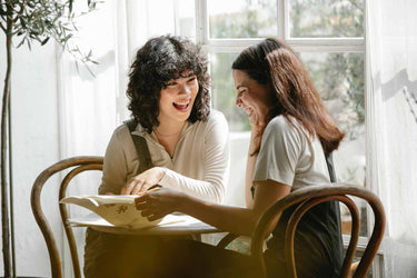 Two girls in a coffee shop