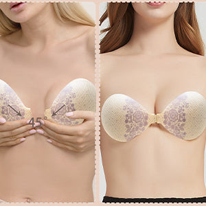 Adhesive Bra Invisible Bra Backless Strapless Bra Reusable Sticky Deep  Plunge Silicone Push Up No Show Adhesive Bras(A,Nude) at  Women's  Clothing store